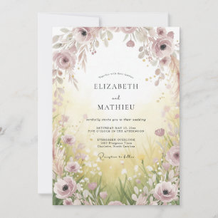 Sanfte gelbe Wildblumenhochzeit Einladung