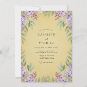 Sanfte gelbe Wisteria-Hochzeit Einladung