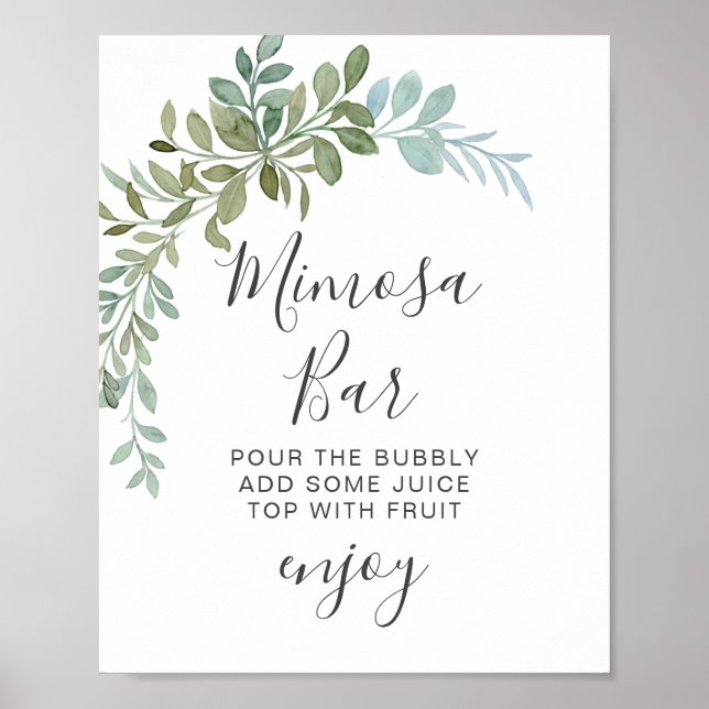 Sanfte grüne Eukalyptus-Aquarell-Rustical-Hochzeit Poster (Vorne)
