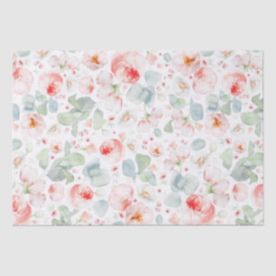 Sanfte hellrosa Wasserfarben Blumen Botanisch  Seidenpapier