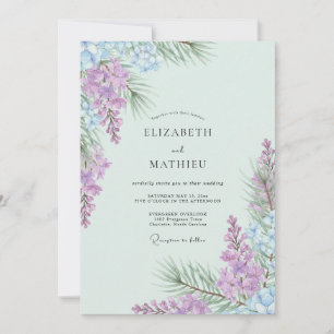 Sanfte Hellviolette Wisterien-Hochzeit Einladung