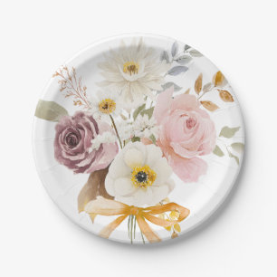 Sanfte Herbst-Frühlings-Blumen-Baby-Party Pappteller