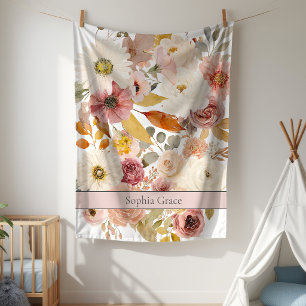 Sanfte Herbst-Frühlings-Blumen-Baby-Shower-Nursery Fleecedecke