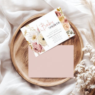 Sanfte Herbst-Frühlings-Blumen Mädchen-Baby-Party Einladung