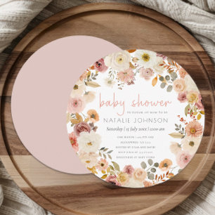 Sanfte Herbstrunden-Blumen-Babyparty im Frühling Einladung