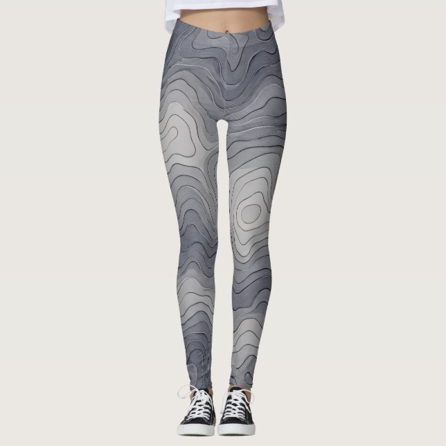 Sanfte Höhenlinien – Graustufen Leggings (Vorderseite)