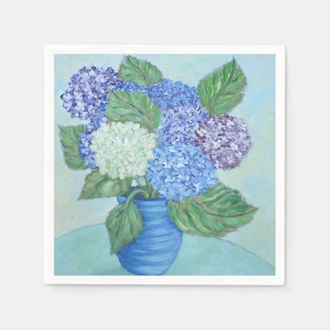 Sanfte Hydrangeas in einer Vase Napkins Serviette (Vorderseite)