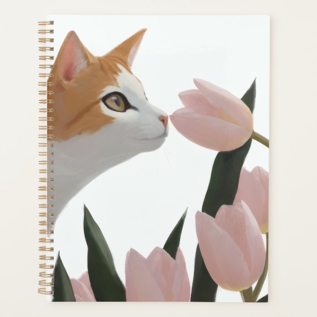 Sanfte Ingwerkatze mit Blumen Planer (Vorderseite)