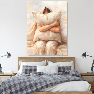 Sanfte Kissen Umarmung Emotionaler Trost Portrait Leinwanddruck