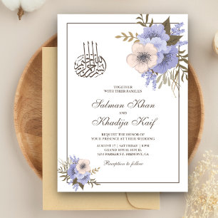 Sanfte Lavendel-Blumen-Islamische-Muslim-Hochzeit Einladung