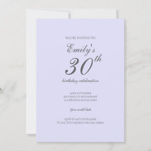 Sanfte Lavendel-Minimalist 30. Geburtstagseinladun Einladung