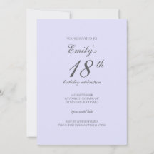 Sanfte Lavendel-Minimalist-Einladung zum 18. Gebur