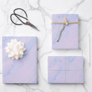Sanfte Lavendel Periwinkle Pastell-Marmorwirbel Geschenkpapier Set