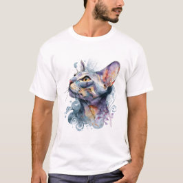 Sanfte Lavendel-Wasserfarben-Katzengesicht-Träumer T-Shirt