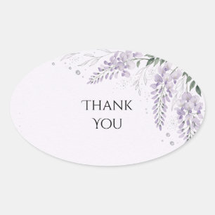 Sanfte Lavendel-Wisteria-Hochzeit Danke Ovaler Aufkleber