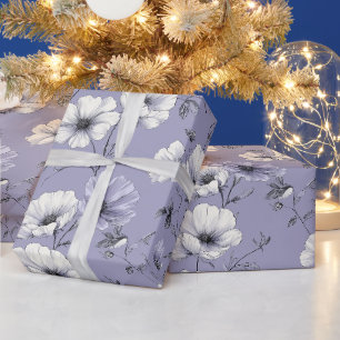 Sanfte Lavendelblüten Weiße Blumengestaltung Geschenkpapier