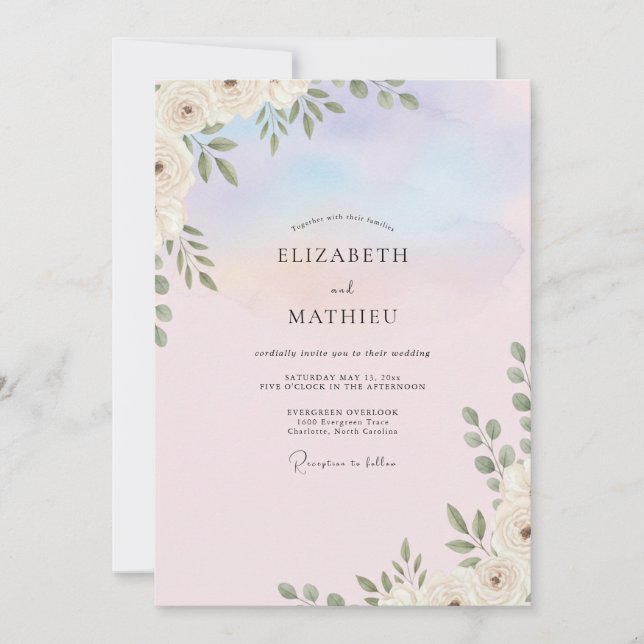 Sanfte lila blättrige Hochzeit Einladung (Vorderseite)