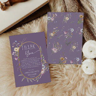 Sanfte lila Boho-Wildblumen-Baby-Party Dankeskarte