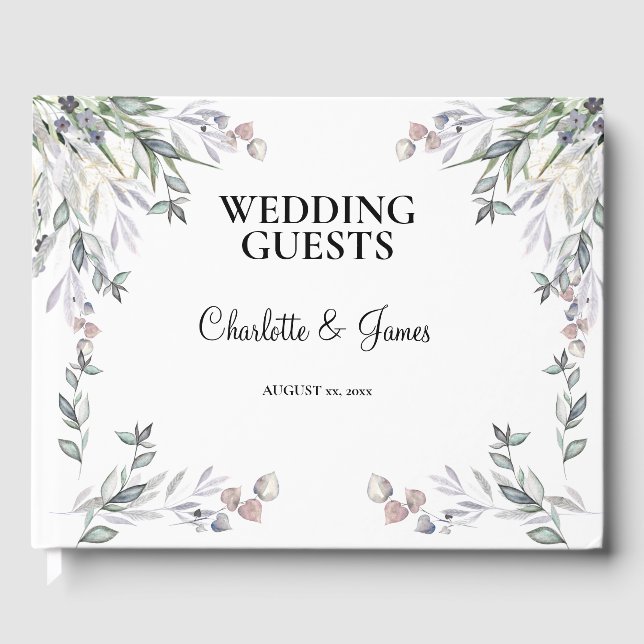 Sanfte lila schottische Heide-Hochzeit  Gästebuch (Vorderseite)