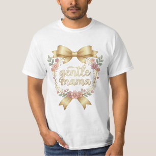 Sanfte Mama Kokette Goldene Schleife Blumen Design T-Shirt