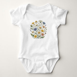 Sanfte Mama Wildflower Kursiver Blumenentwurf Baby Strampler