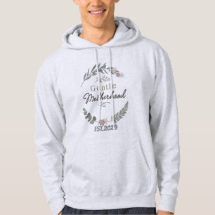 Sanfte Mutterschaft Boho Floraler Kranz Typografie Hoodie
