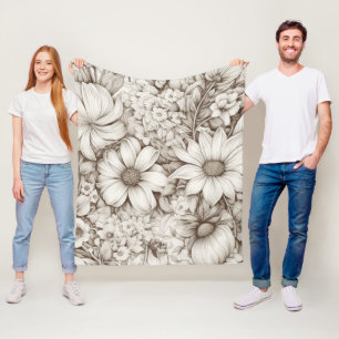Sanfte neutrale Flora mit klassischer Botanik Fleecedecke