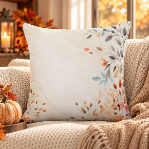 Sanfte neutrale Herbstblumen & botanische Blätter Kissen