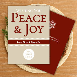 Sanfte neutrale Urlaubskarte | Logo hinzufügen Feiertagskarte