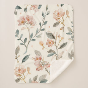 Sanfte neutrale Wildblumen-Salbei-Wasserfarben-Bot Sherpadecke