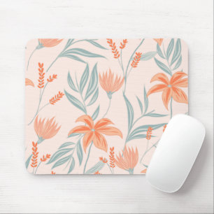 Sanfte Orange und Salbei-Pfirsich-Blumen-Botanik Mousepad