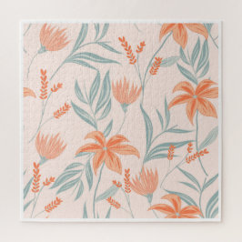 Sanfte Orange und Salbei-Pfirsich-Blumen-Botanik Puzzle
