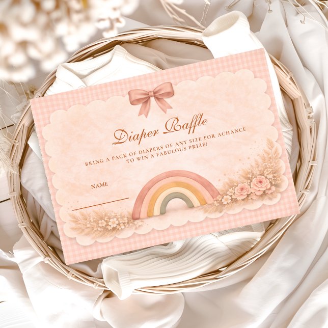 Sanfte Pastell-Boho-Regenbogen-Diaper-Raffle Begleitkarte (Von Creator hochgeladen)
