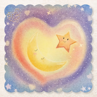 Sanfte Pastell-Mond-Stern-Träumerei-Himmelsdesign Untersetzer