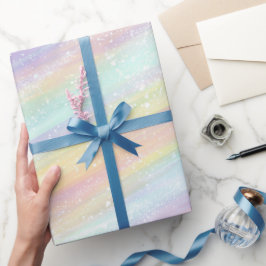 Sanfte Pastell-Regenbogen-Holografischer Glitter-M Geschenkpapier