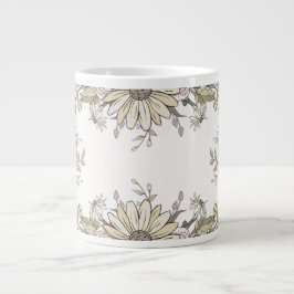 Sanfte Pastell-Sonnenblumen- und Wildblumen-Kunst- Jumbo-Tasse