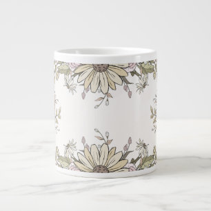 Sanfte Pastell-Sonnenblumen- und Wildblumen-Kunst- Jumbo-Tasse