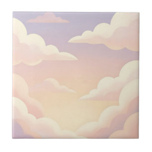 Sanfte Pastell-Träumerische Wolken Lavendel-Rosa-H Fliese