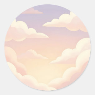 Sanfte Pastell-Träumerische Wolken Lavendel-Rosa-H Runder Aufkleber