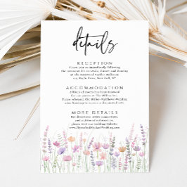 Sanfte Pastell-Wildblumen-Hochzeitsdetails Begleitkarte