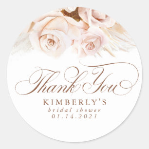 Sanfte Pastellblumen Pampasgras Danke Runder Aufkleber