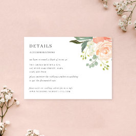 Sanfte Pfirsich-Blumen-Aquarell-Hochzeitsdetails I Begleitkarte