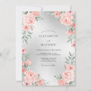 Sanfte Pfirsich-Blüten-Hochzeit Einladung