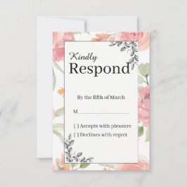 Sanfte Pfirsich-Frühlingsgarten-Hochzeit-RSVP RSVP Karte