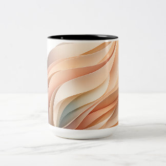 Sanfte Pfirsich Moderne Abstrakte Wirbel Zweifarbige Tasse