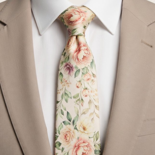 Sanfte Pfirsich-Rosen-Blume Krawatte (Von Creator hochgeladen)