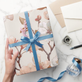 Sanfte Pfirsichblüten Elfenbein Blumenmuster Geschenkpapier