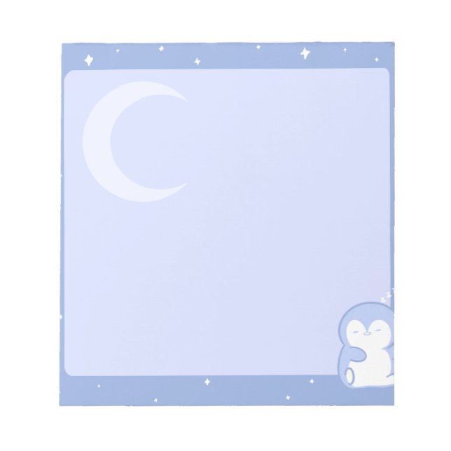 Sanfte Pinguin Nacht Notizblock | Ruhiges Pastell  (Vorderseite)