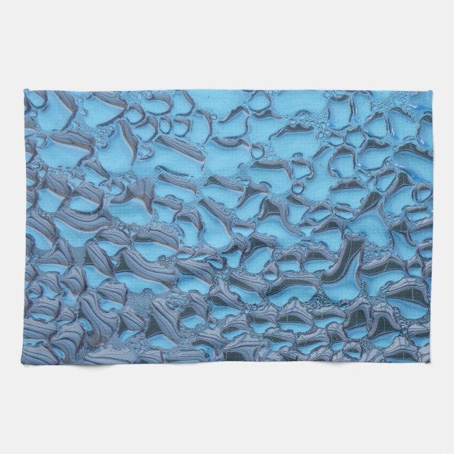 Sanfte Regentropfen aus blauem Glas Geschirrtuch (Horizontal)