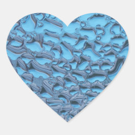 Sanfte Regentropfen aus blauem Glas Herz-Aufkleber